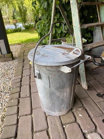 Zinken vuilnisemmer/ bak, opdruk Someren beschikbaar voor biedingen