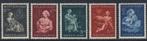Postfris, Winterhulp-Volksdienstzegels 1944 NVPH 423/427, Postzegels en Munten, Postzegels | Nederland, Verzenden, Na 1940, Postfris