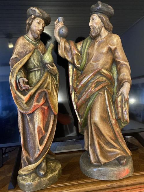 de heilige tweelingbroers Cosmas en Damianus in hout, Antiek en Kunst, Antiek | Religie, Ophalen of Verzenden