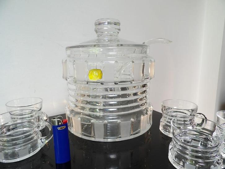 Art Deco grote Bowl + Glazen, Duits Kristal, Antiek en Kunst, Antiek | Glas en Kristal, Ophalen of Verzenden