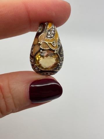 A247 Prachtige zilveren citrien hanger beschikbaar voor biedingen