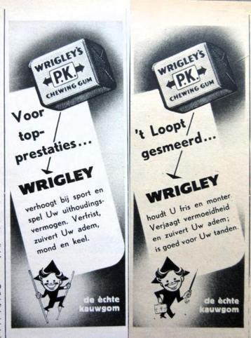 4 vintage advertenties reclames Wrigley chewing gum 1954 kau beschikbaar voor biedingen