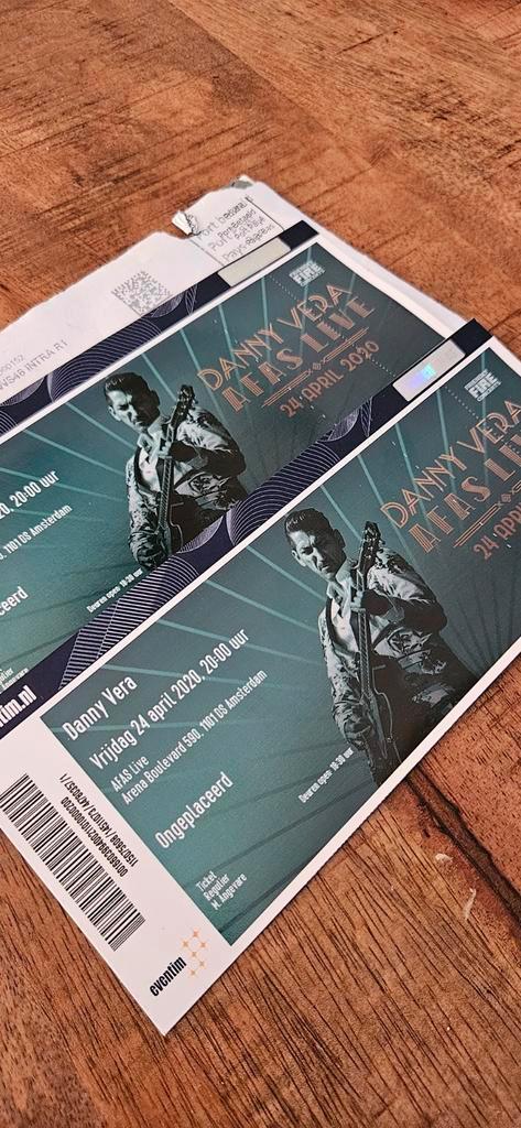 Onbeschadigde Danny Vera tickets allereerste (corona)concert, Verzamelen, Muziek, Artiesten en Beroemdheden, Ophalen of Verzenden