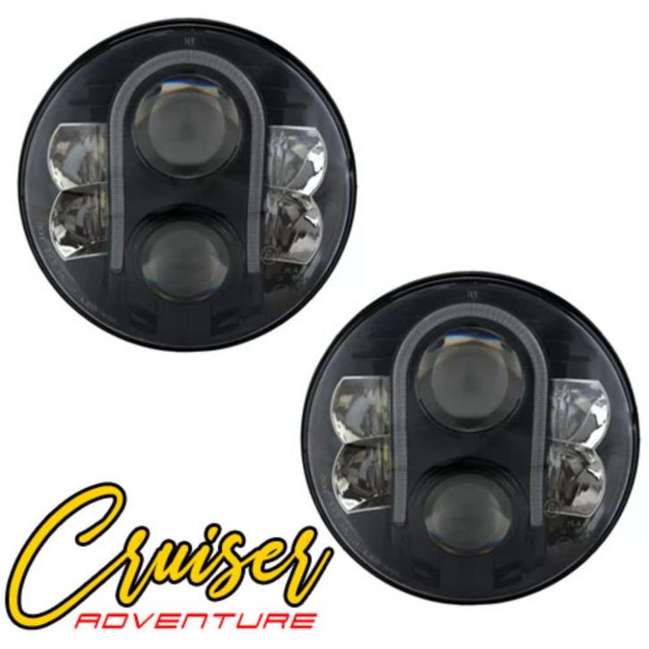 Set led koplampen adventure met drl - smoke, Auto-onderdelen, Verlichting, Land Rover, Nieuw, Ophalen of Verzenden