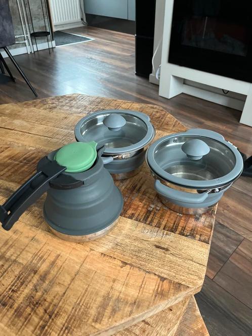 Opvouwbare Pannenset - Ideaal voor Kamperen, Huis en Inrichting, Keuken | Potten en Pannen, Zo goed als nieuw, Pannenset, Rvs