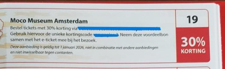 Moco Museum Amsterdam 30% kortingsbon, Tickets en Kaartjes, Musea, Drie personen of meer, Kortingskaart