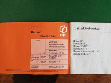 instructieboekje  Renault 5 TL, GTL, TS, automatic 1300 ,  beschikbaar voor biedingen