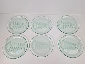 Set 6 La Mediterranea Visbord recycled art glas bord Spanje beschikbaar voor biedingen