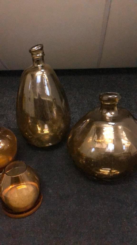 10 delige rookglas vazen potten set., Huis en Inrichting, Woonaccessoires | Vazen, Zo goed als nieuw, Overige kleuren, Minder dan 50 cm