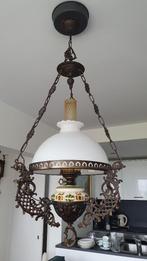 Klassieke glas en aardenwerken hangende petroleumlamp #070, Antiek en Kunst, Ophalen of Verzenden