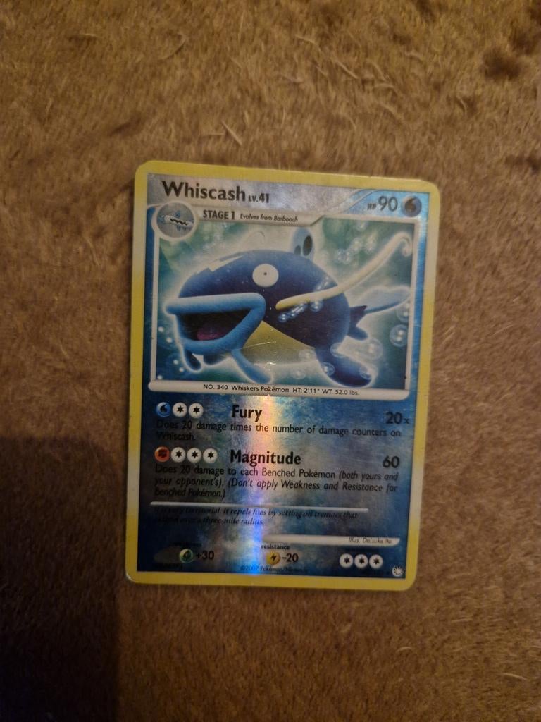 Whiscash Pokemon kaart - Foil, Ophalen of Verzenden, Gebruikt, Losse kaart, Foil