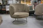 2 x fauteuil Xelena PTMD stof velvet groen & zand, Ophalen, Gebruikt, Metaal, 75 tot 100 cm