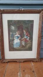 Franse gravure in originele lijst, Antiek en Kunst, Kunst | Schilderijen | Klassiek, Ophalen of Verzenden