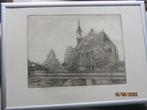 Kerk Schipluiden, ingelijste ets van HW BIJL, Antiek en Kunst, Kunst | Etsen en Gravures, Ophalen of Verzenden