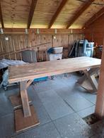Steigerhouten eettafel en salontafel, Ophalen, 200 cm of meer, 50 tot 100 cm, Zo goed als nieuw