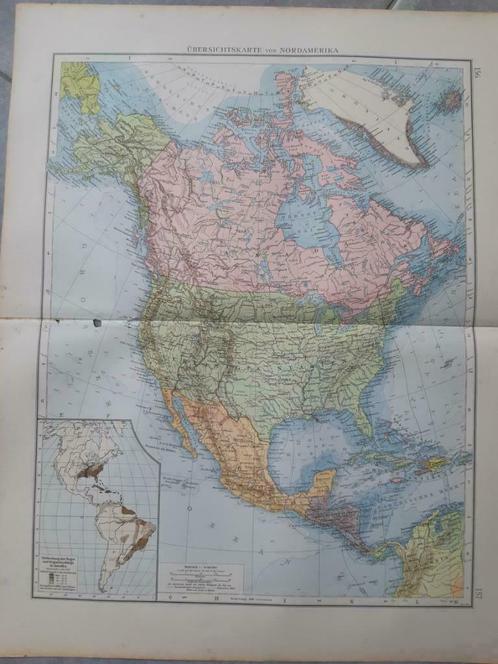 156-157 / Noord Amerika met Mexico en Canada Litho uit 1899, Antiek en Kunst, Kunst | Litho's en Zeefdrukken, Ophalen of Verzenden