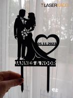 Gepersonaliseerde taarttopper bruiloft met namen en datum, Ophalen of Verzenden