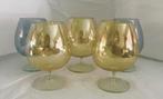 Cognac glazen vintage glans geel en blauw, Antiek en Kunst, Antiek | Glas en Kristal, Ophalen of Verzenden