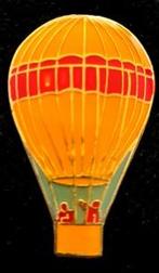 Ballon pin met 2 personen- geel-rood epoxy., Verzamelen, Verzenden, Nieuw, Transport, Speldje of Pin