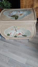Vintage Houten Kist met Bloemen, Ophalen of Verzenden