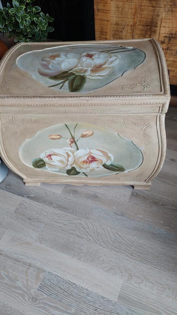Vintage Houten Kist met Bloemen, Huis en Inrichting, Woonaccessoires | Kisten, Ophalen of Verzenden