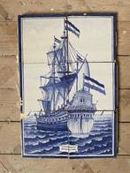 Antieke Delfts blauwe tegels met afbeelding van schip, Antiek en Kunst, Ophalen