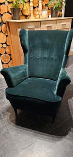 Ikea Strandmon Djuparp fauteuil - donkergroen, zgan, Ophalen, Zo goed als nieuw, 75 tot 100 cm, Stof