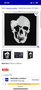 Exclusieve afbeelding wanddecoratie MIRROR SKULL 100x100cm, Ophalen, Zo goed als nieuw