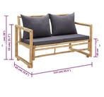 Bamboe tuinbank met nieuwe antracietkleurige kussens, Tuin en Terras, Tuinbanken, Ophalen of Verzenden, Zo goed als nieuw, Overige materialen