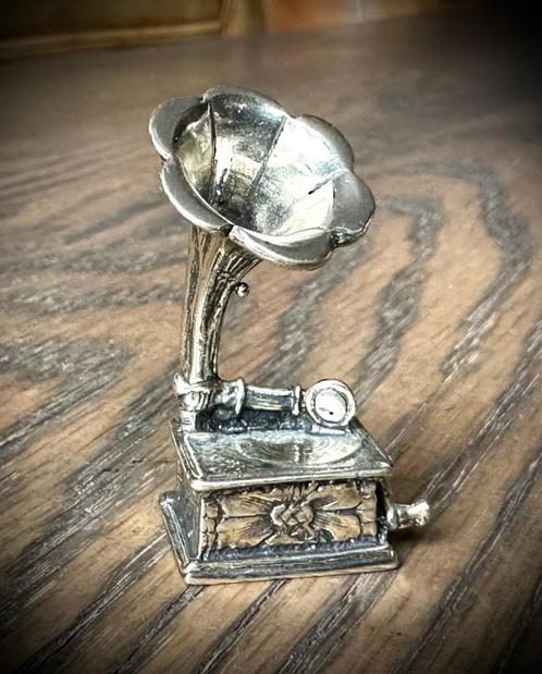 Grammofoonspeler Platenspeler miniatuur antiek zilver mini, Antiek en Kunst, Antiek | Goud en Zilver, Zilver, Verzenden