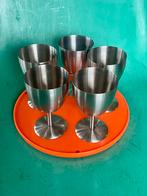 Vintage INOX rvs 18/10 chroom set wijn voetglazen coupe HEMA, Huis en Inrichting, Keuken | Servies, Gebruikt, Ophalen of Verzenden