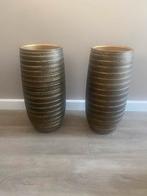 Industriële bloempotten zwart/goud 50 cm hoog, Ophalen, Gebruikt, Rond, Binnen