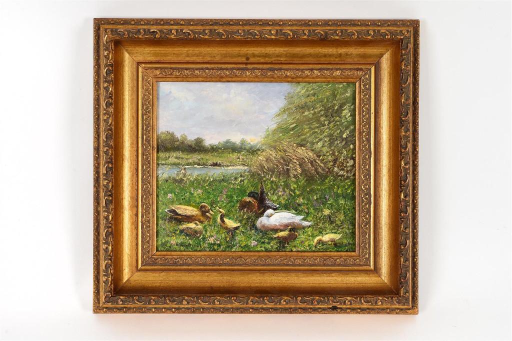 Eendenfamilie circa 1970 Frauenfelder mooie schilderij, Ophalen