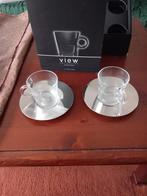 Nespresso View Lungo kopjes met schotels - Nieuwstaat, Nieuw, Ophalen of Verzenden, Rvs of Chroom, Vaatwasserbestendig