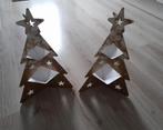 2 goud kartonnen 3D kerstbomen kerstdecoratie kerstdecoratie, Ophalen of Verzenden, Zo goed als nieuw