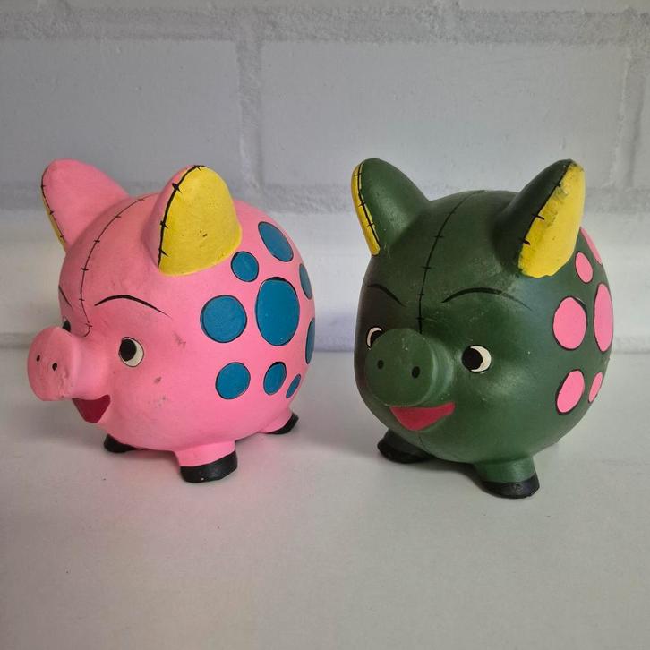Vintage spaarpot,  varken, Verzamelen, Spaarpotten, Zo goed als nieuw, Dier, Steen, Aardewerk of Keramiek, Ophalen of Verzenden