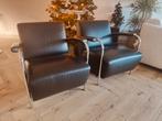 Leolux Scylla design fauteuils stoelen zwart leer, Ophalen, Bauhaus artifort gispen, 75 tot 100 cm, Zo goed als nieuw