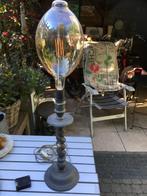 SCHEMERLAMP TINNEN VOET,GROTE LED LAMP 4W, Ophalen of Verzenden, Gebruikt, Metaal, 50 tot 75 cm