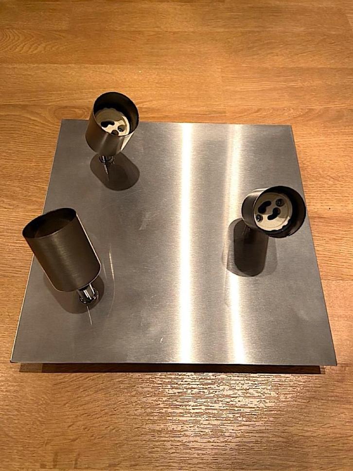Plafondlamp met 3 spots, Huis en Inrichting, Lampen | Spots, Gebruikt, Plafondspot of Wandspot, Metaal of Aluminium, Halogeen