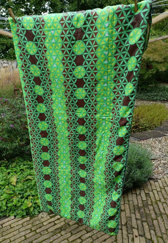 Origineel vintage jaren 70 1-persoons groen zwarte slaapzak, Caravans en Kamperen, Slaapzakken, Gebruikt, Ophalen of Verzenden