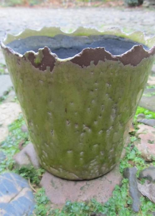 CUSCO - BLOEMPOT - KERAMIEK - CRAQUELE - RAFELRAND - APART, Tuin en Terras, Bloempotten, Nieuw, Aardewerk, Minder dan 25 cm, Rond