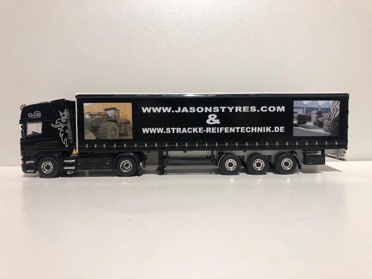 Scania R Topline met Tautliner v.Bilsen WSI 1:50, Hobby en Vrije tijd, Modelauto's | 1:50, Zo goed als nieuw, Bus of Vrachtwagen