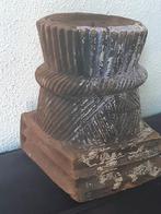 Kandelaar ,houtsnijwerk "poer" landelijk rustiek  sober", Ophalen of Verzenden