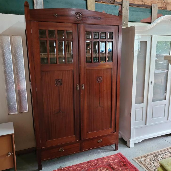 Brocante antieke vintage oude demontabele servieskast, Antiek en Kunst, Curiosa en Brocante, Ophalen of Verzenden