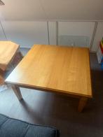 Eiken patine vierkante tafel met laatje., Gebruikt, Verzenden, 50 tot 100 cm, Minder dan 50 cm