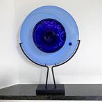 Glazen sculptuur, schaal blauw glas van Lars Hellsten, Ophalen of Verzenden