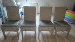 Set van 4 Riet/Rotan Stoelen met Grijze Kussens, Huis en Inrichting, Stoelen, Ophalen, Stof, Vier, Grijs