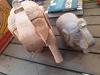 2 massief houten olifanten, Antiek en Kunst, Ophalen of Verzenden