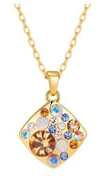 Ketting met Swarovski kristallen Doublé geelgoud ID=5, Met kristal, Overige materialen, Nieuw, Ophalen of Verzenden