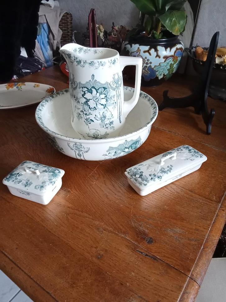 Te koop prachtig uniek aardewerk lampetstel 4 delig, Antiek en Kunst, Antiek | Keramiek en Aardewerk, Ophalen of Verzenden